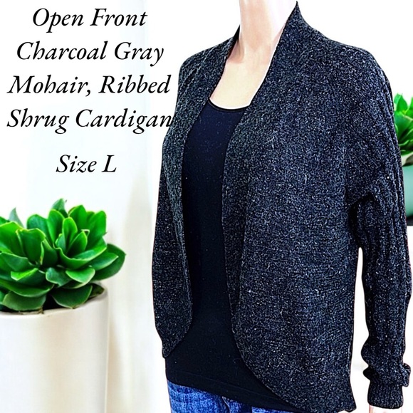 H&M Basic Charcoal Gray Mohair Ribbed Shrug Cardigan - Picture 15 of 15